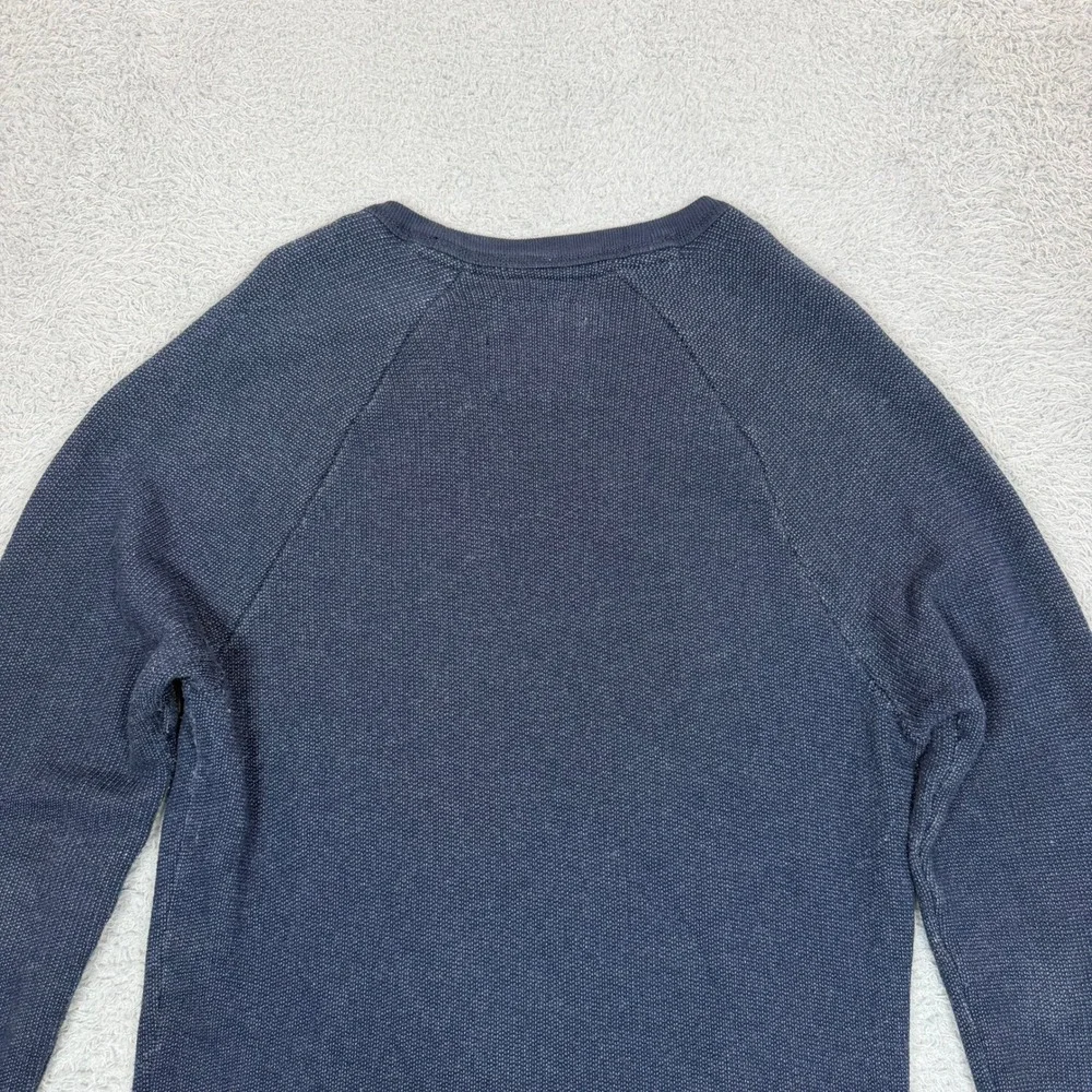 Vintage Y2K Hollister California Mens S Navy Blue Knit Logo Crewneck Sweatshirt